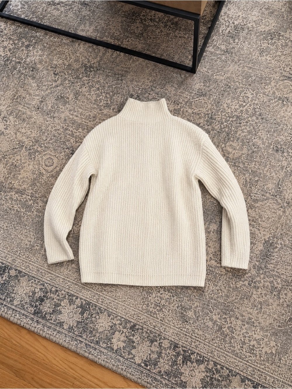 Women’s Cream Ribbed Mock-Neck Sweater